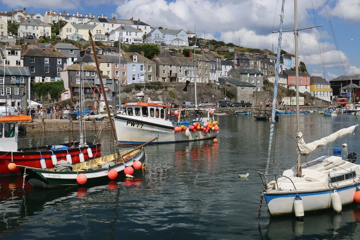 Fishing boats moored in Mevagissey's inner harbour