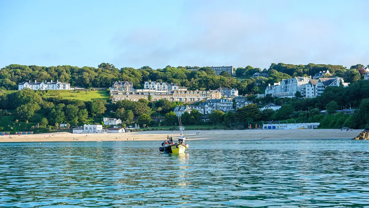 Porthminster Beach and St Ives seen from the water