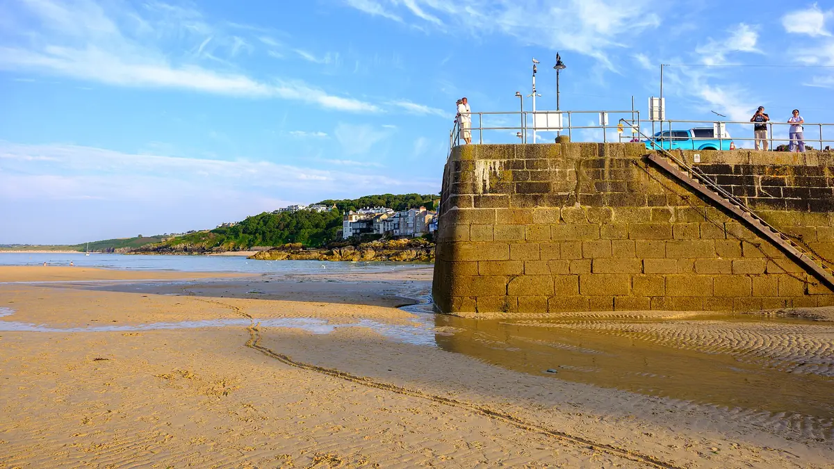 St Ives harbour at low tide