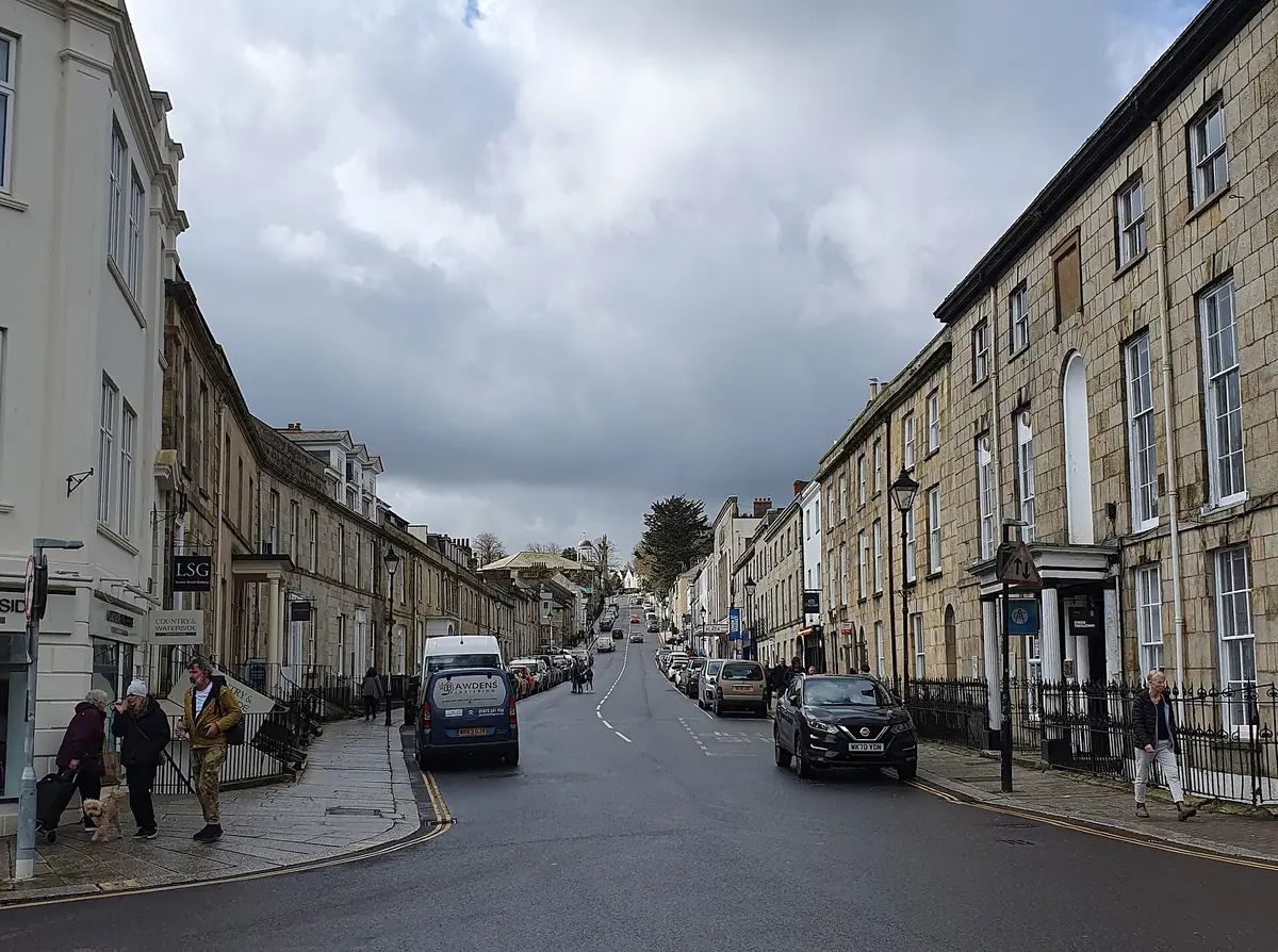 Georgian townhouses lining Lemon Street in Truro