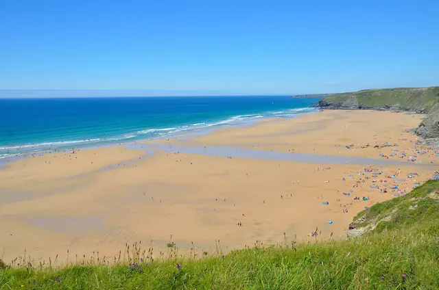 Golden sands at Watergate Bay